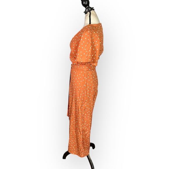 StyleStalker Laurel Jumpsuit Women's Small Orange Cropped Flared Leg V-Neck RTR - Picture 4 of 13